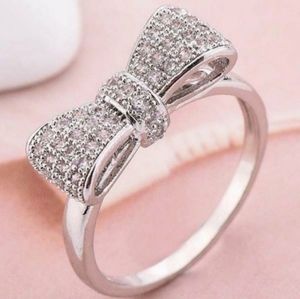 NEW 925 STERLING SILVER DIAMOND MILGRAIN BOW RING